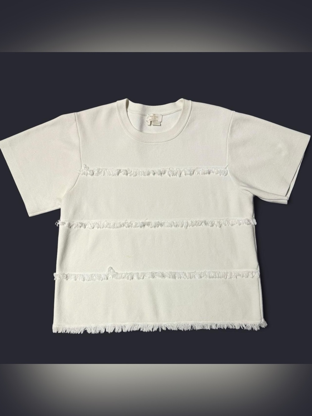 KATE SPADE WHITE FRINGE HEAVYWEIGHT TEE LARGE